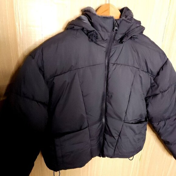 Arizona Juniors New Slate Blue Heavyweight Cropped Puffer Coat Small - Picture 3 of 9